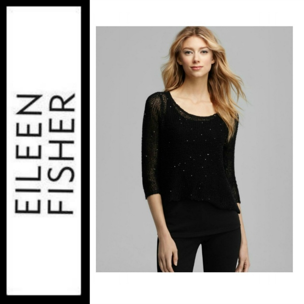 Eileen Fisher Top Sequin Chainmail Mesh NWT $358